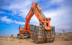 Excavator used as heavy load handling equipment on construction site