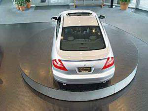 A car on a turntable