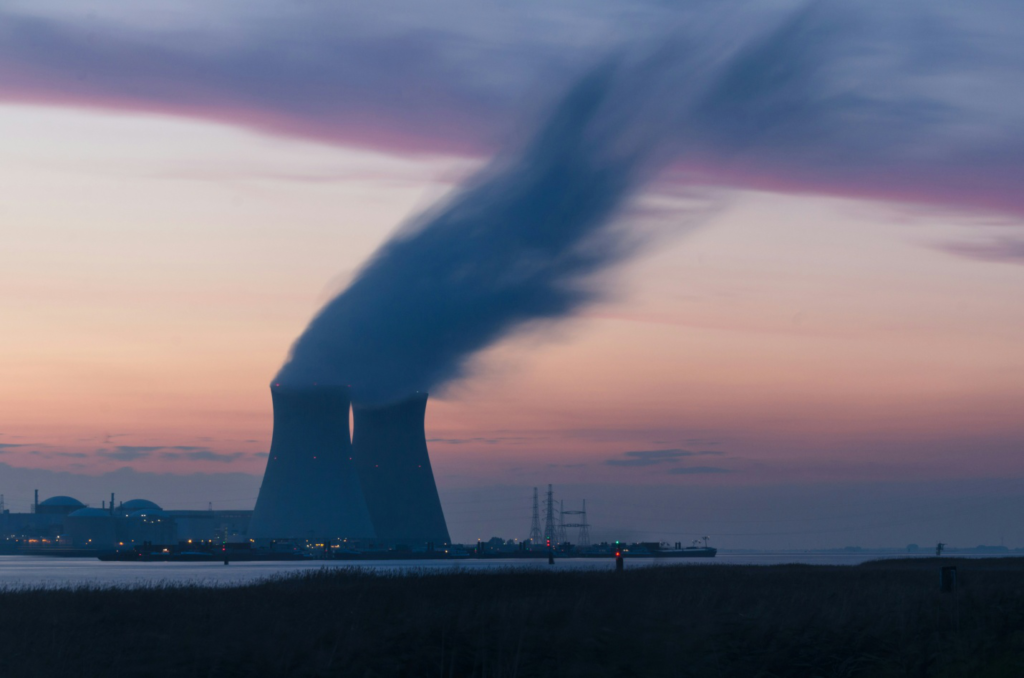 Smoke coming out of a nuclear reactor